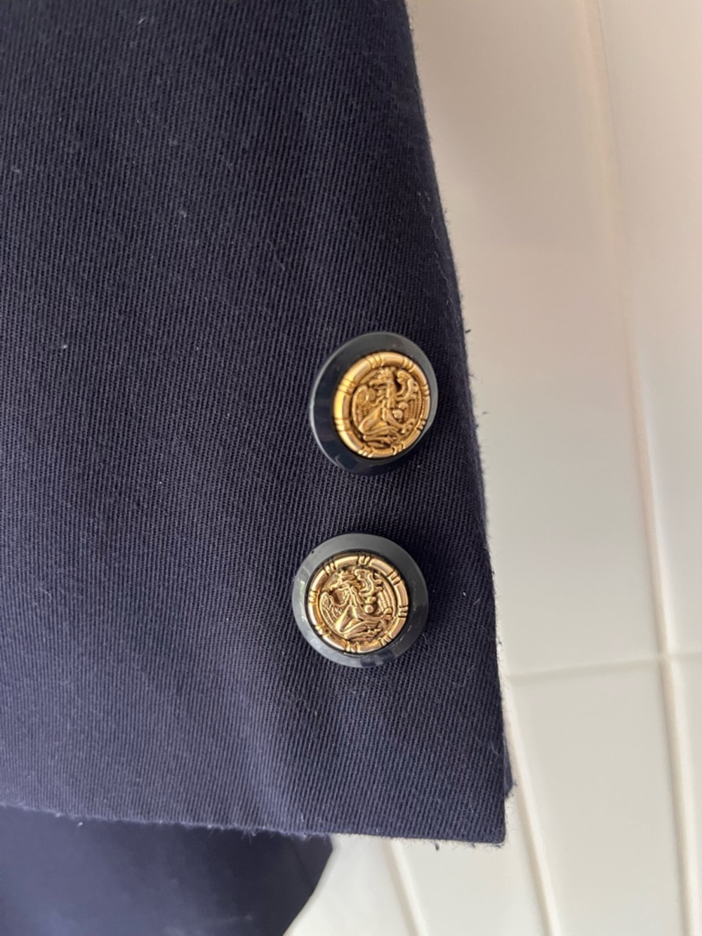 Vintage Kasper for A.S.L Navy Blazer Gold Buttons - Picture 3 of 5